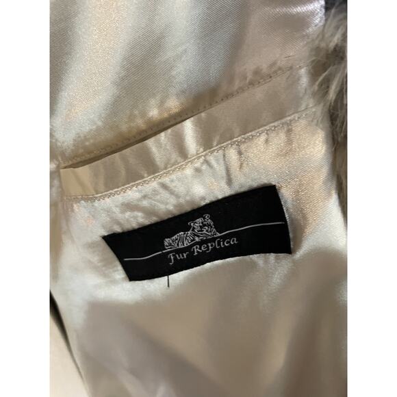 Pamela McCoy Vest Faux Fur Checkered Beige Black Gray Boho Pockets Woman's L - Picture 13 of 13